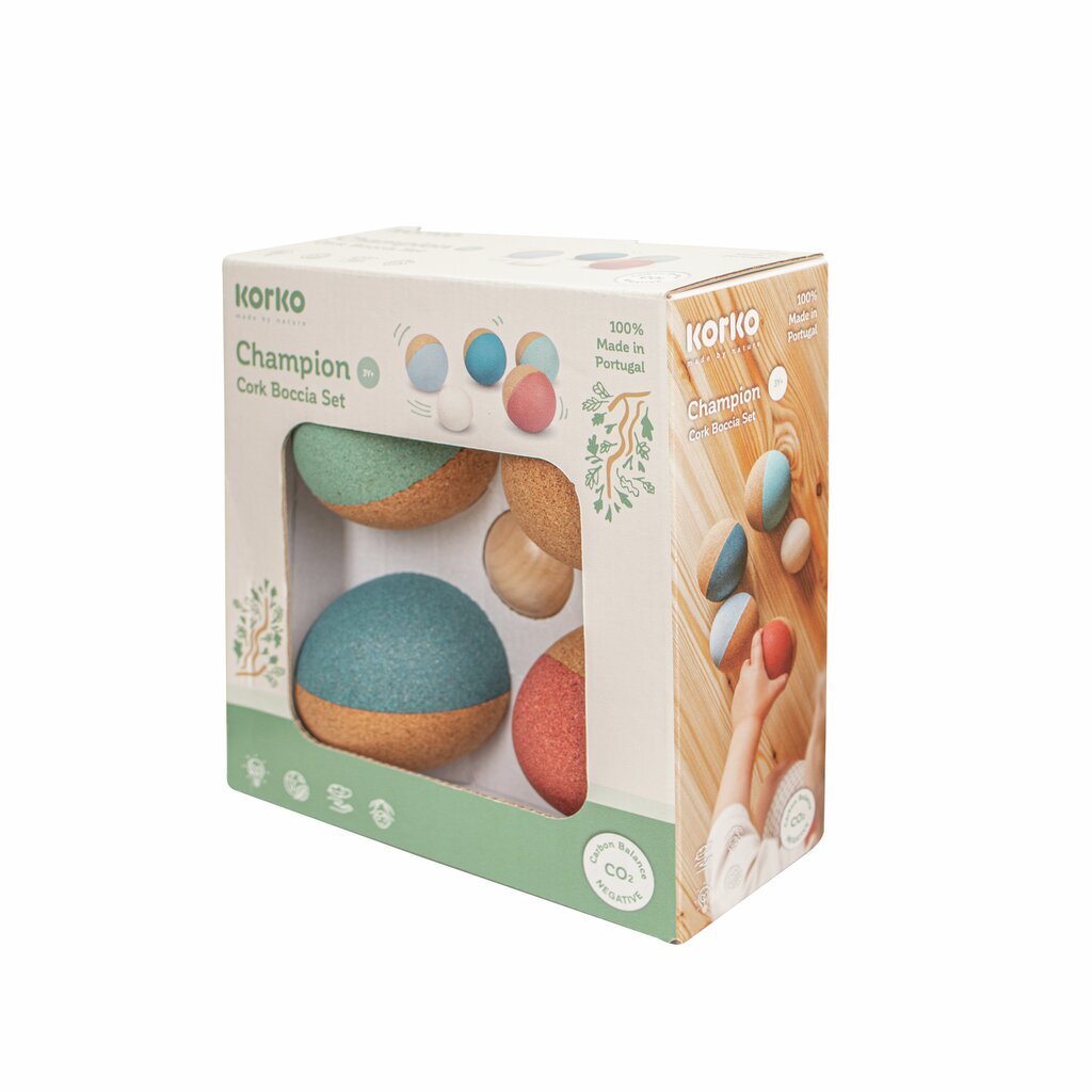 Verpackung des Boccia Sets aus Kork