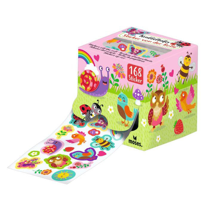 Verpackung der rosa farbenen krabbelkäfer stickerrolle von außen