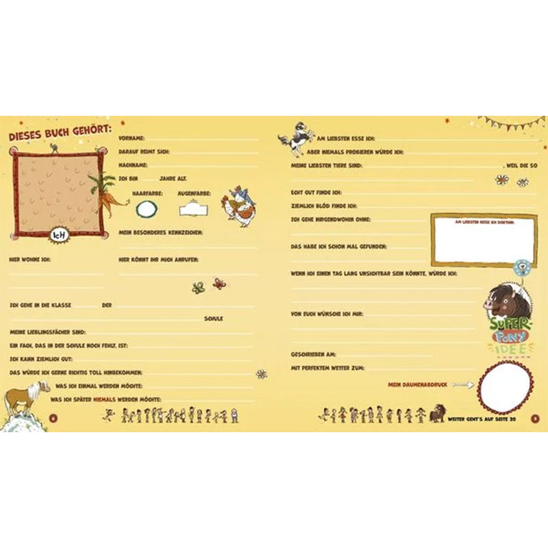 Mein Haferhorde Freundebuch – Doppelseite zum Ausfüllen mit Fragen und Illustrationen