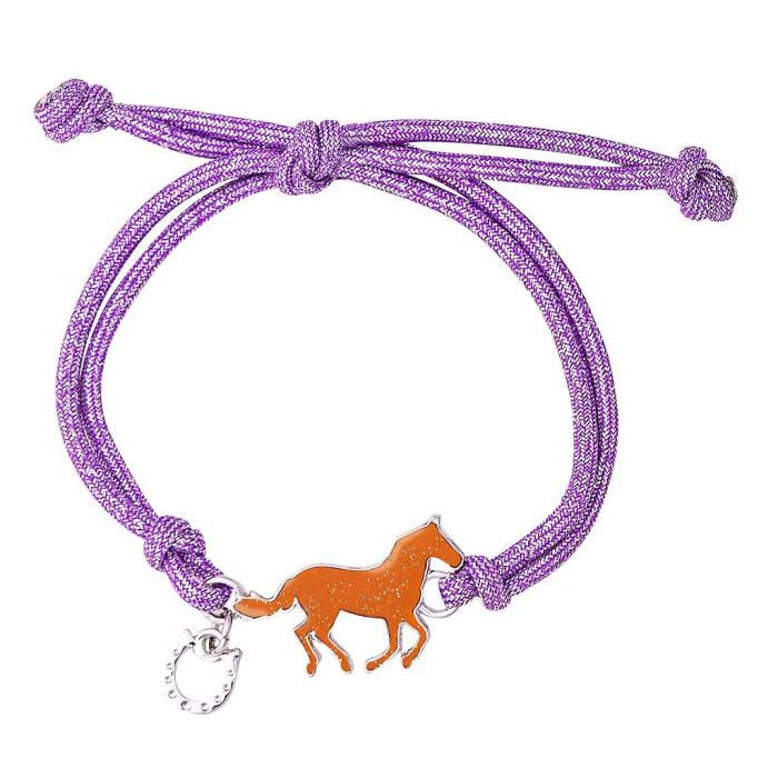 Lila Stimmungsarmband mit orangem Pferd