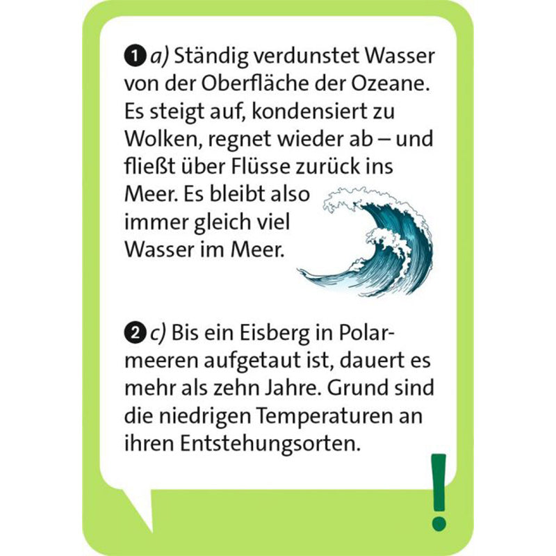 Quizkarte Rückseite mit den richtigen Antworten und Erklärungen, ergänzt durch eine Illustration einer Welle.