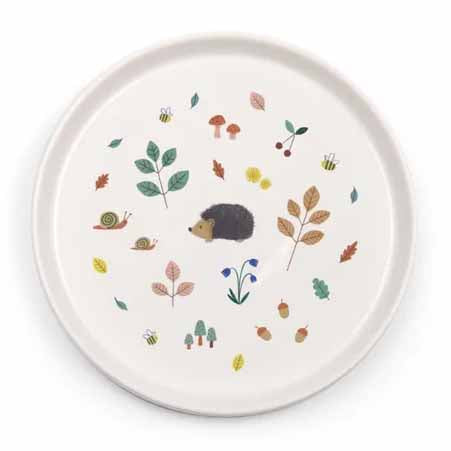 orzellan Kinderteller Pomme des Bois – naturinspiriertes Design, rutschfester Silikonring, kindersicher