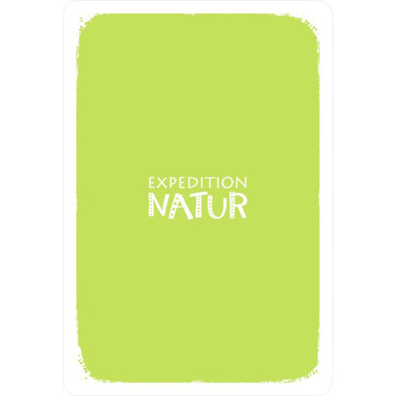 Rückseite der Spielkarten mit grünem Hintergrund und „Expedition Natur“-Logo.