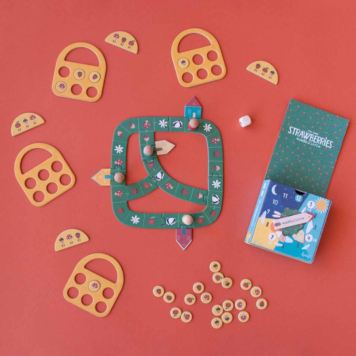 Strawberries Brettspiel für Kinder mit Hasen und Waldfrüchten
