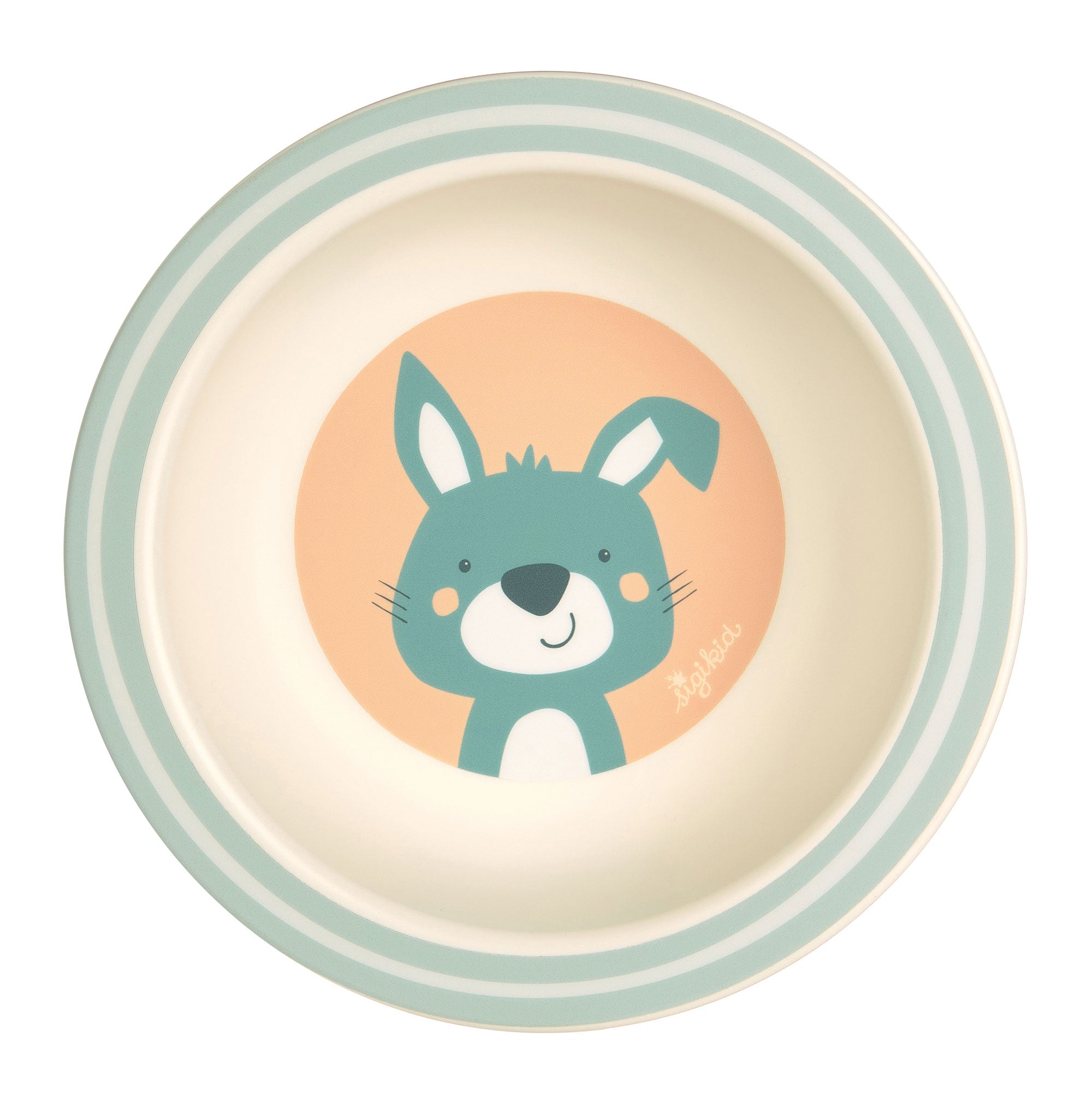 Schüssel für Müsli oder Suppe mit blauem Hasen