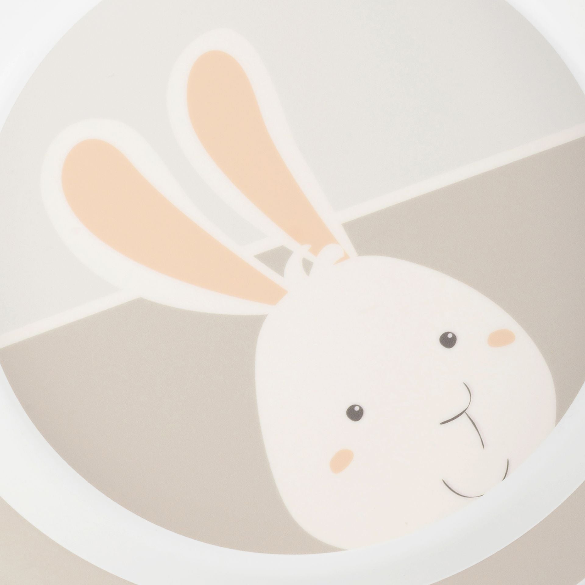 Detailansicht eines Kindertellers mit Hasengesicht