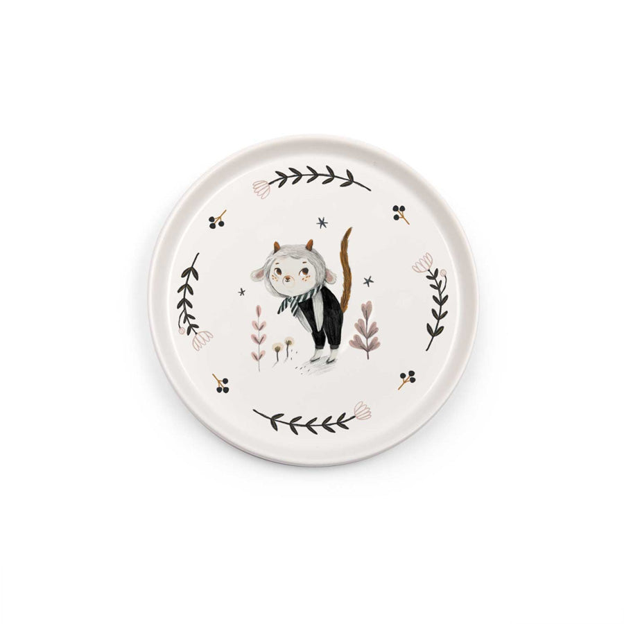 Porzellan Kinderteller Apres La Pluie – robuster Kinderteller mit Illustration, rutschfest dank Silikonring