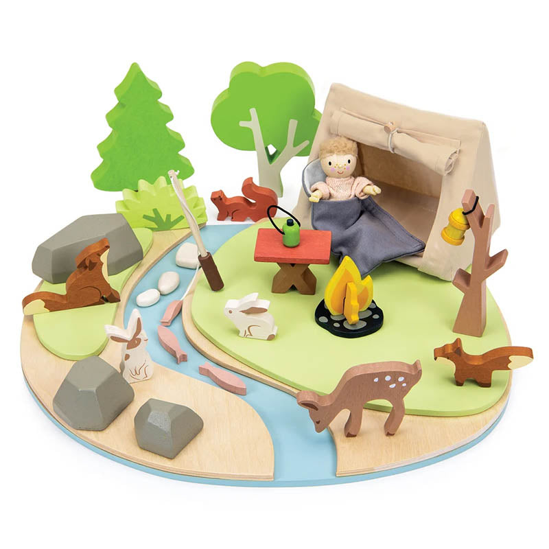 Camping-Abenteuer im Wald – Holzspielset