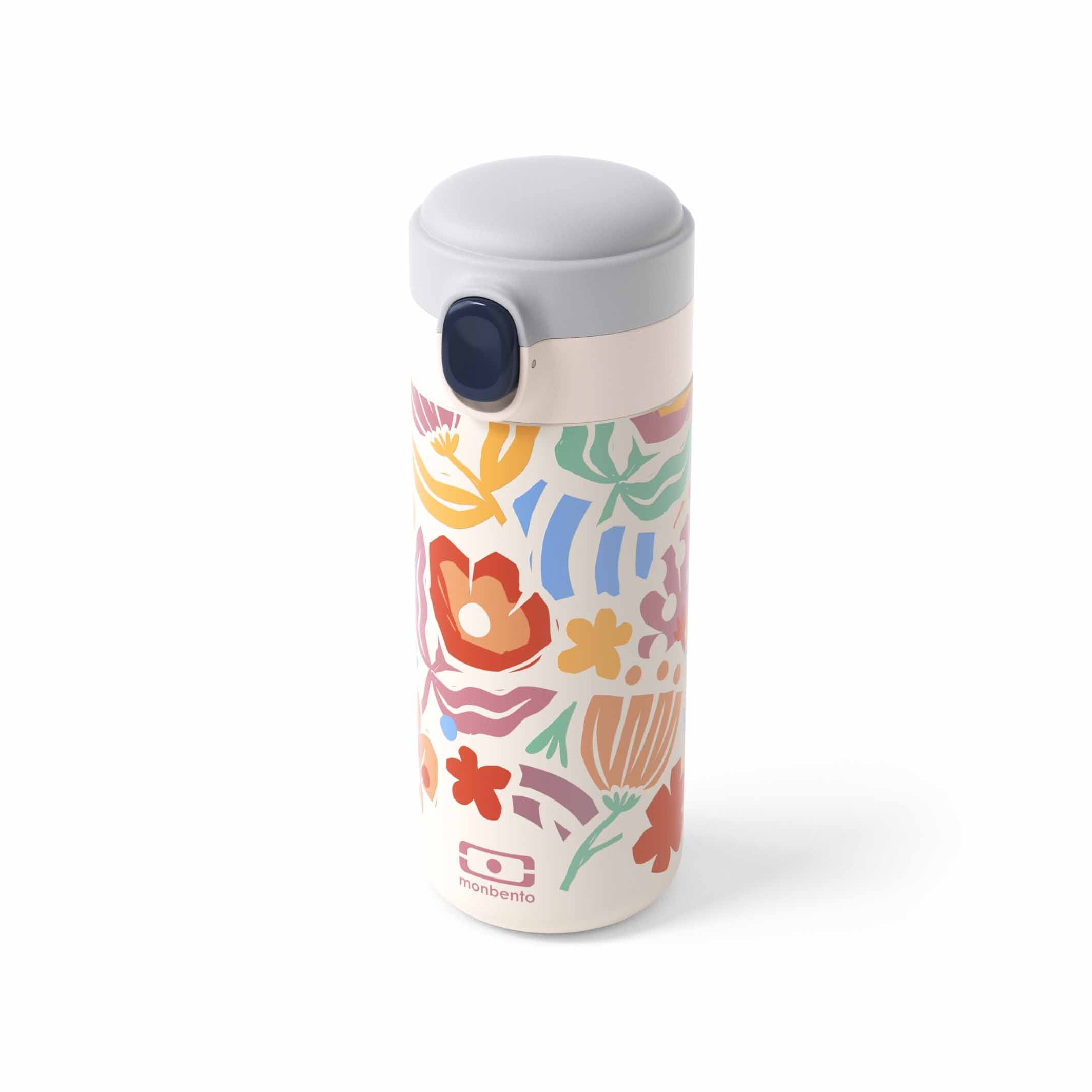 Isolierte Trinkflasche POP MonBento Papercut – stilvolles Design mit buntem Papercut-Muster, robust & aus Edelstahl