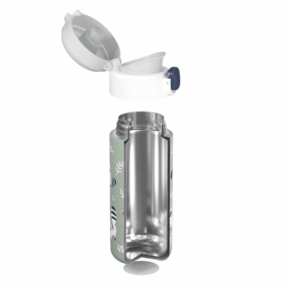 POP MonBento Waschbär Querschnitt – doppelte Isolierschicht aus Edelstahl für optimale Thermowirkung