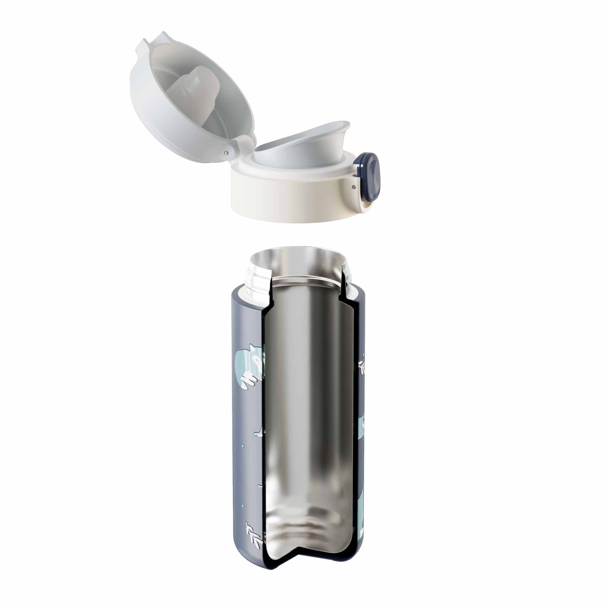 MonBento POP Wolf Querschnitt – doppelwandige Edelstahl-Isolierung für heiße & kalte Getränke