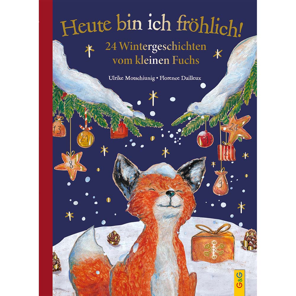 Titelseite des Buches 24 Wintergeschichten vom kleinen Fuchs mit Fuchs unter eine Schneehaube
