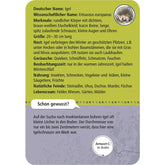 Infokarte über den Igel mit Steckbrief (Größe, Merkmale, Nahrung, Lebensraum).