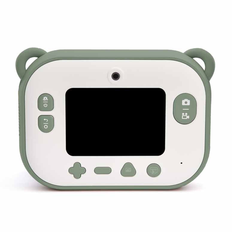 Rückansicht der Hoppstar Artist Kamera Laurel – zeigt Display und Tasten für kinderleichte Foto- und Druckfunktionen.