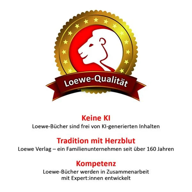 Abbildung eines Loewe-Qualität-Siegels. Rotes Siegel mit Löwenkopf und Text: „Keine KI“, „Tradition mit Herzblut“, „Kompetenz“.