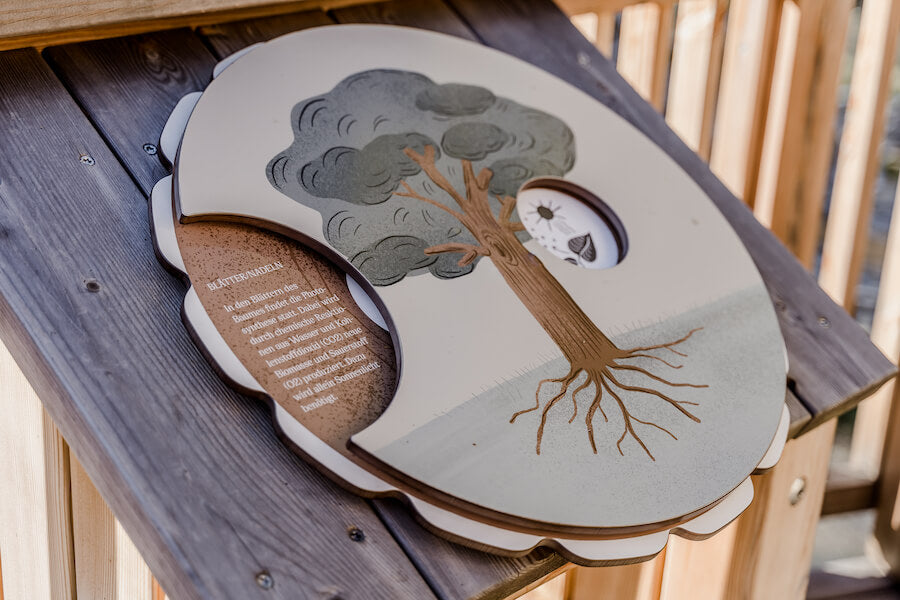 Waldpädagogisches Spielelement mit Baum und Wurzeln