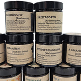 Fokus auf obere Reihe mit den Sorten „Rauhnocht“ und „Kreitagoatn“.