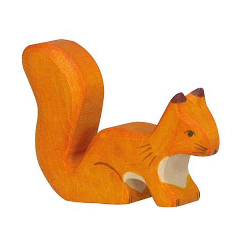 oranges Eichhörnchen Holzfigur von Holztiger hochwertig verarbeitet