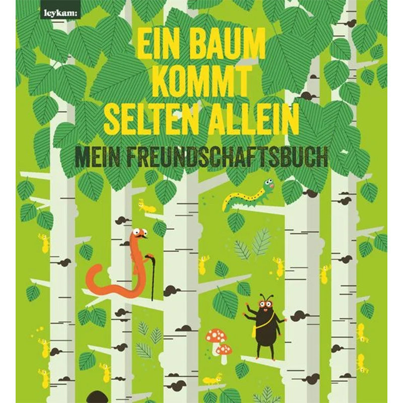 Ein Baum kommt selten allein – Mein Freundschaftsbuch, Cover mit Illustrationen von Bäumen und Tieren