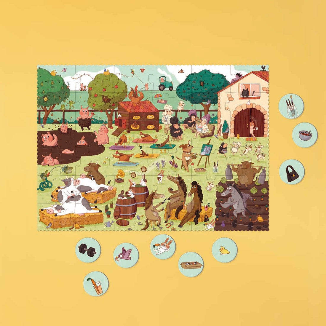 Komplettes Farmtastic Kinderpuzzle mit Kühen, Schweinen und Hühnern
