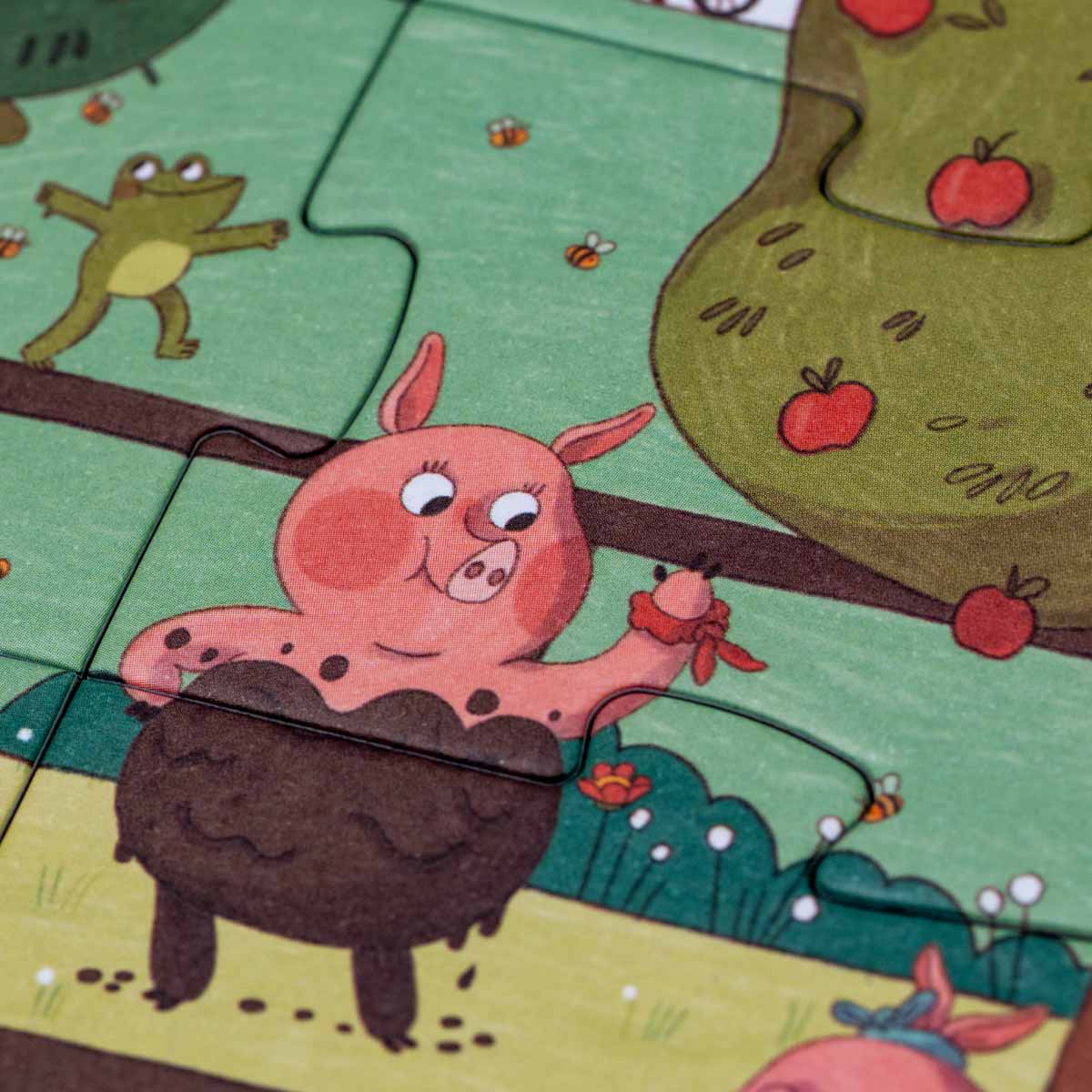 Nahaufnahme der Bauernhoftiere im Farmtastic Kinderpuzzle