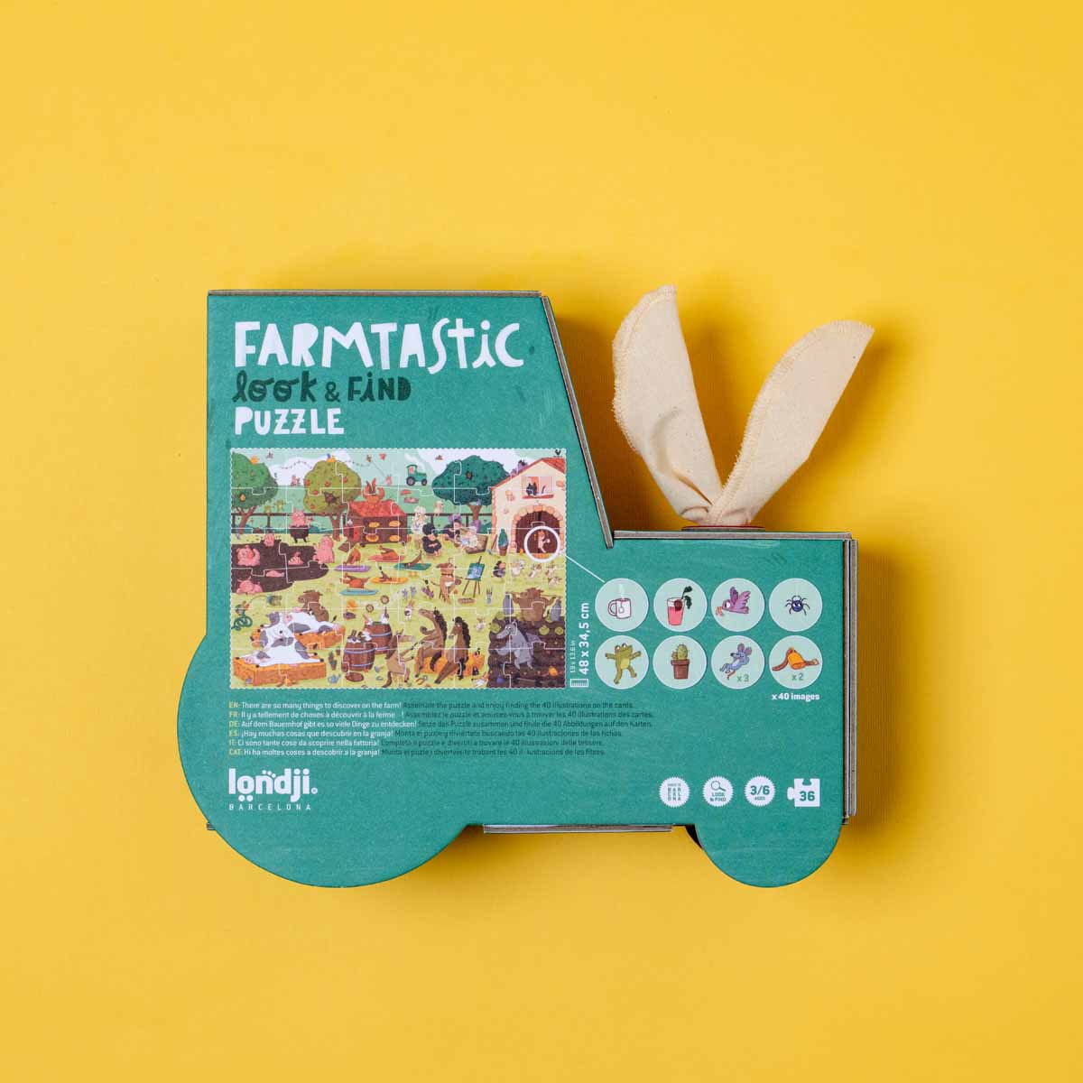 Farmtastic Puzzle Box mit Bauernhofillustration
