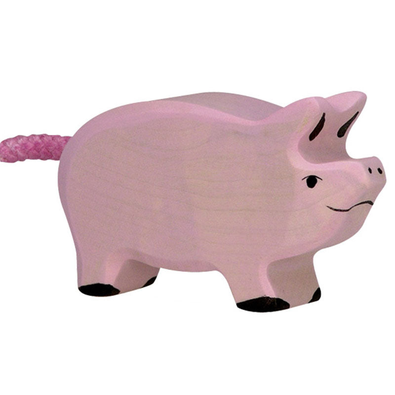 rosa Ferkel Holzfigur von Holztiger hochwertig bemalt