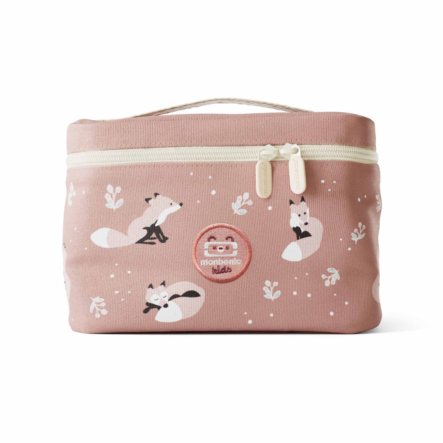 Frontansicht der MonBento Frosty Füchse Lunchbox – stylische, langlebige Kinder Bentobox für Schule und Freizeit.