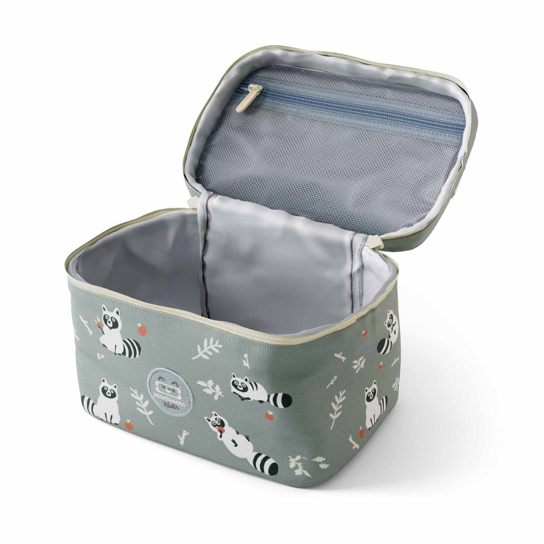 Innenansicht der MonBento Frosty Waschbär Jausenbox – praktische Isolierfunktion hält Speisen frisch und appetitlich.