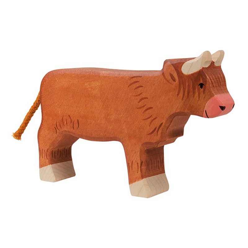 braune Hochlandrind Holzfigur von Holztiger handbemalt