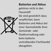 Hinweis von richtiger entsorgung von Batterien und Akkus