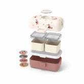 Gefüllte MonBento Tresor Kinder Lunchbox Füchse – fröhliche Bentobox mit Obst, Brot und Gemüse.