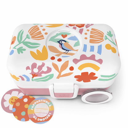 MonBento Tresor Papercut Jausenbox mit austauschbaren Buttons – individualisierbare Kinder Lunchbox.