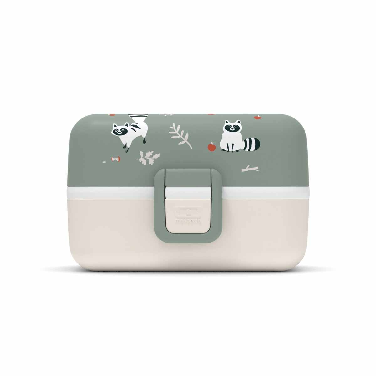 Waschbär-Design der MonBento Tresor Bentobox – stilvolle Kinder Lunchbox für gesunde Mahlzeiten unterwegs.