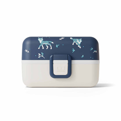 Wolf-Design der MonBento Tresor Lunchbox – robuste Kinder Jausenbox für unterwegs und die Schule.