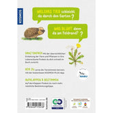 Rückseite – erklärt spielerisch: Welches Tier schleicht da durch den Garten? und Was blüht am Feldrand? Mit Hörfunktion über App und vielen Bestimmungstipps.