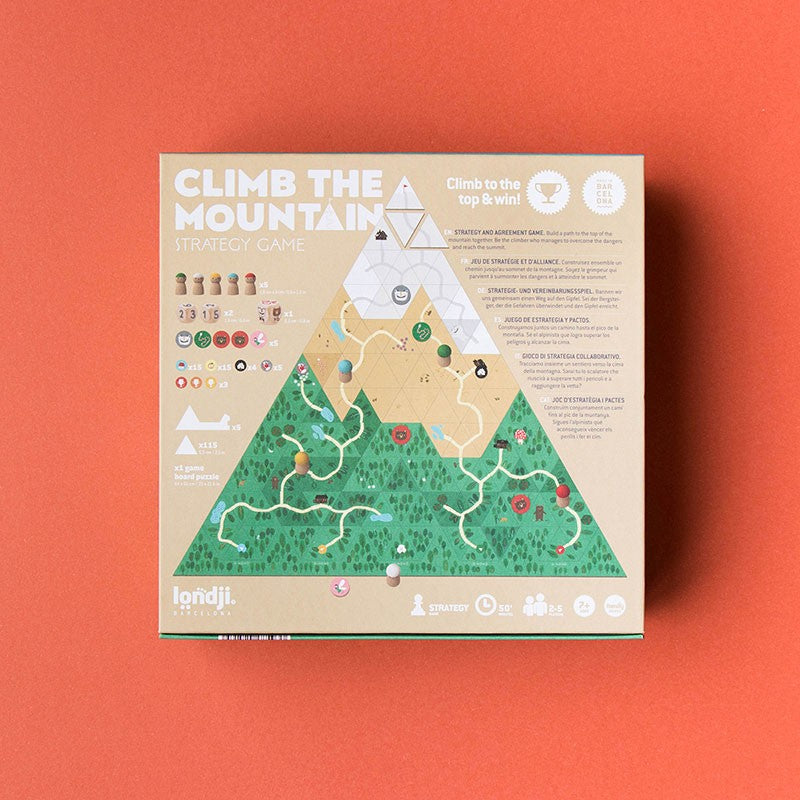 Blick auf die Box Rückseite von Climb the Mountain – Strategie- und Abenteuer-Spiel