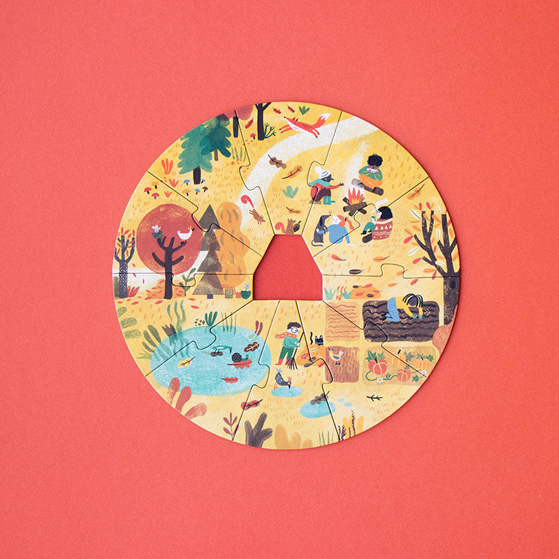 Puzzle Herbst – Kürbiszeit und bunte Blätter im Wald