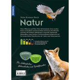 Buchrückseite „Mein Kosmos Buch Natur“ – ein Fuchs liegt unten im Bild, oben fliegt ein Vogel, Textbeschreibung zum Inhalt.