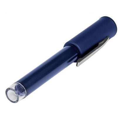 Mini-Teleskop &amp; Mikroskop in blau, Nahaufnahme der Linse.