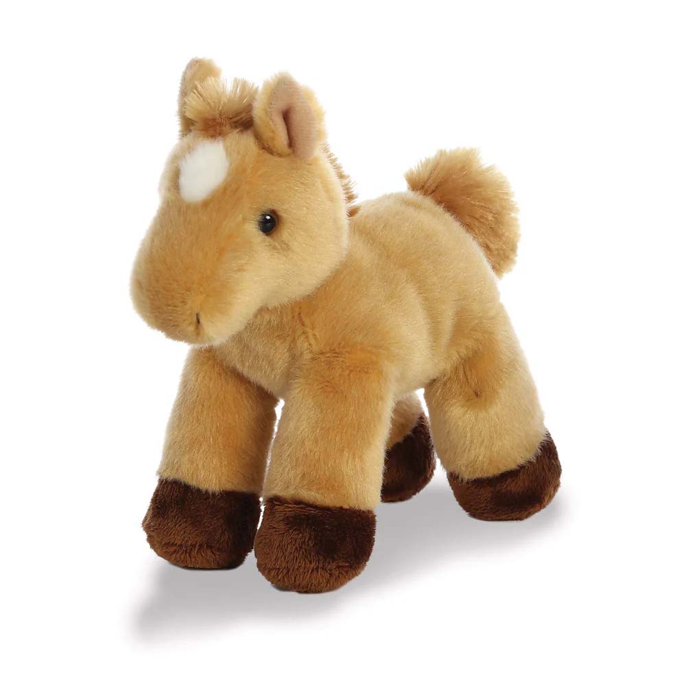 Hellbraunes Kuscheltier Pony aus der Serie Aurora Mini Flopsies