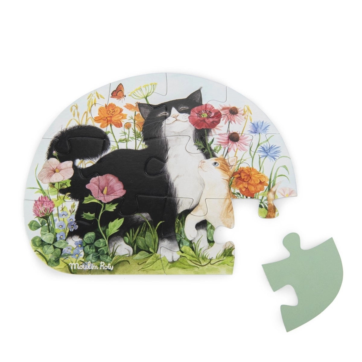 Minipuzzle mit zwei Katzen und Blumenwiese