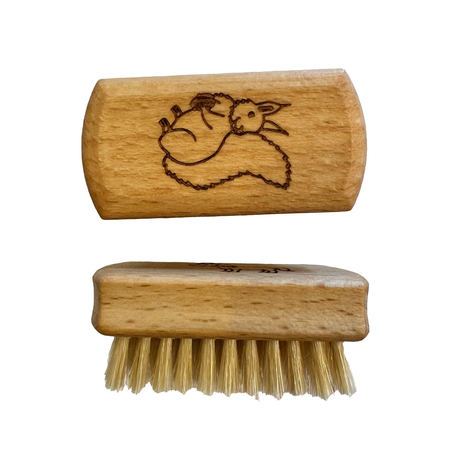 Kindernagelbürste Eichhörnchen – kleine Holznagelbürste mit Eichhörnchenmotiv, helle Borsten, Kindergröße