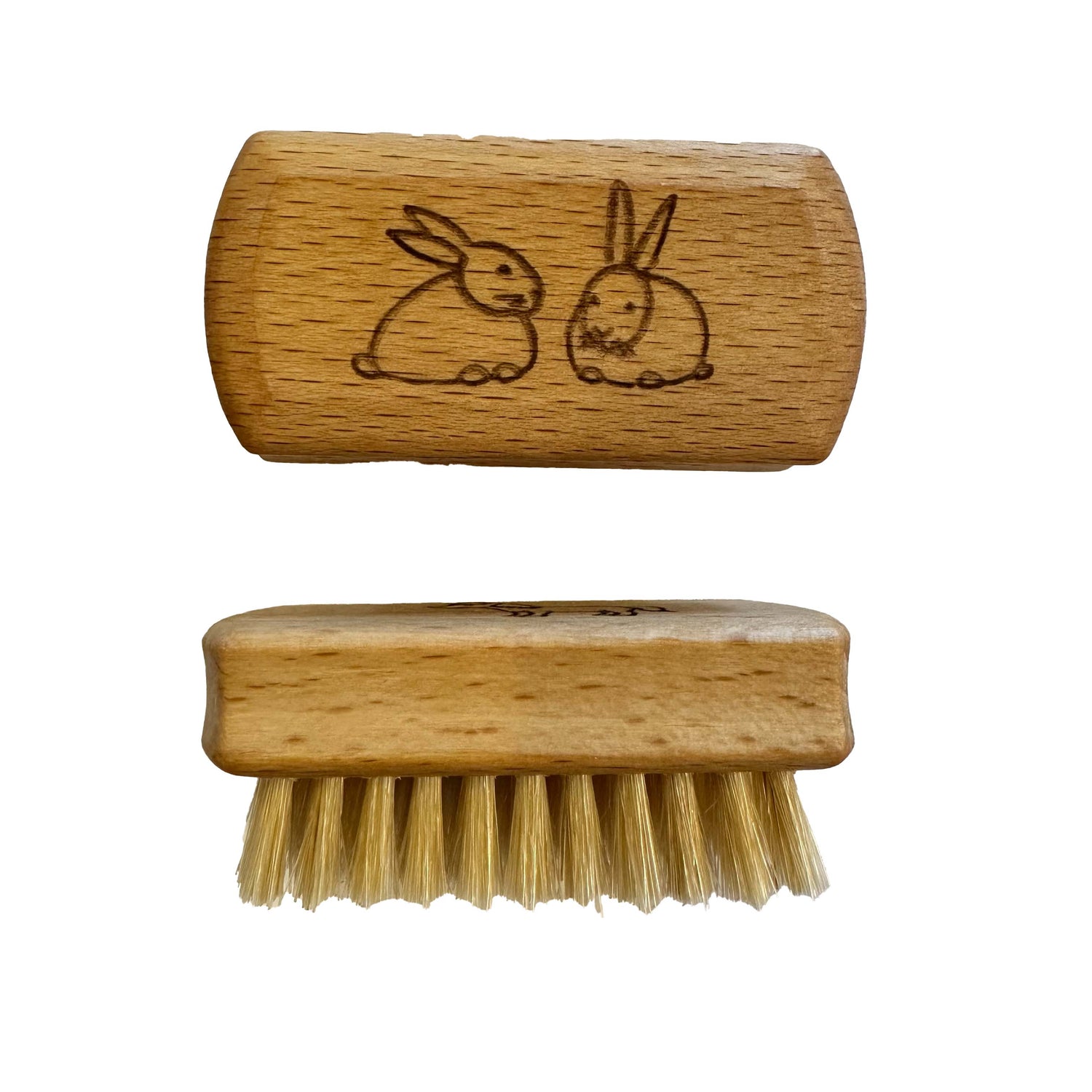 Kindernagelbürste Hase – nachhaltige Kinder-Nagelbürste aus Holz mit Hasenmotiv, hellen Borsten und glatter Oberfläche