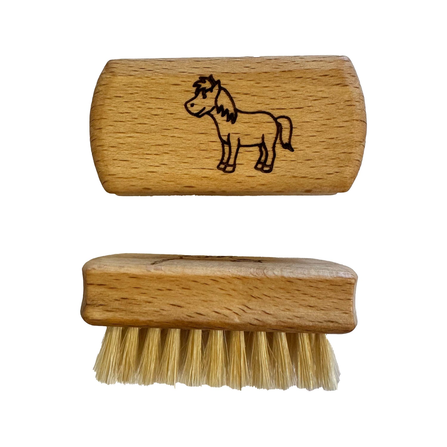 Kindernagelbürste Pony – kindgerechte Nagelbürste aus Holz mit Pony-Motiv und hellen Borsten