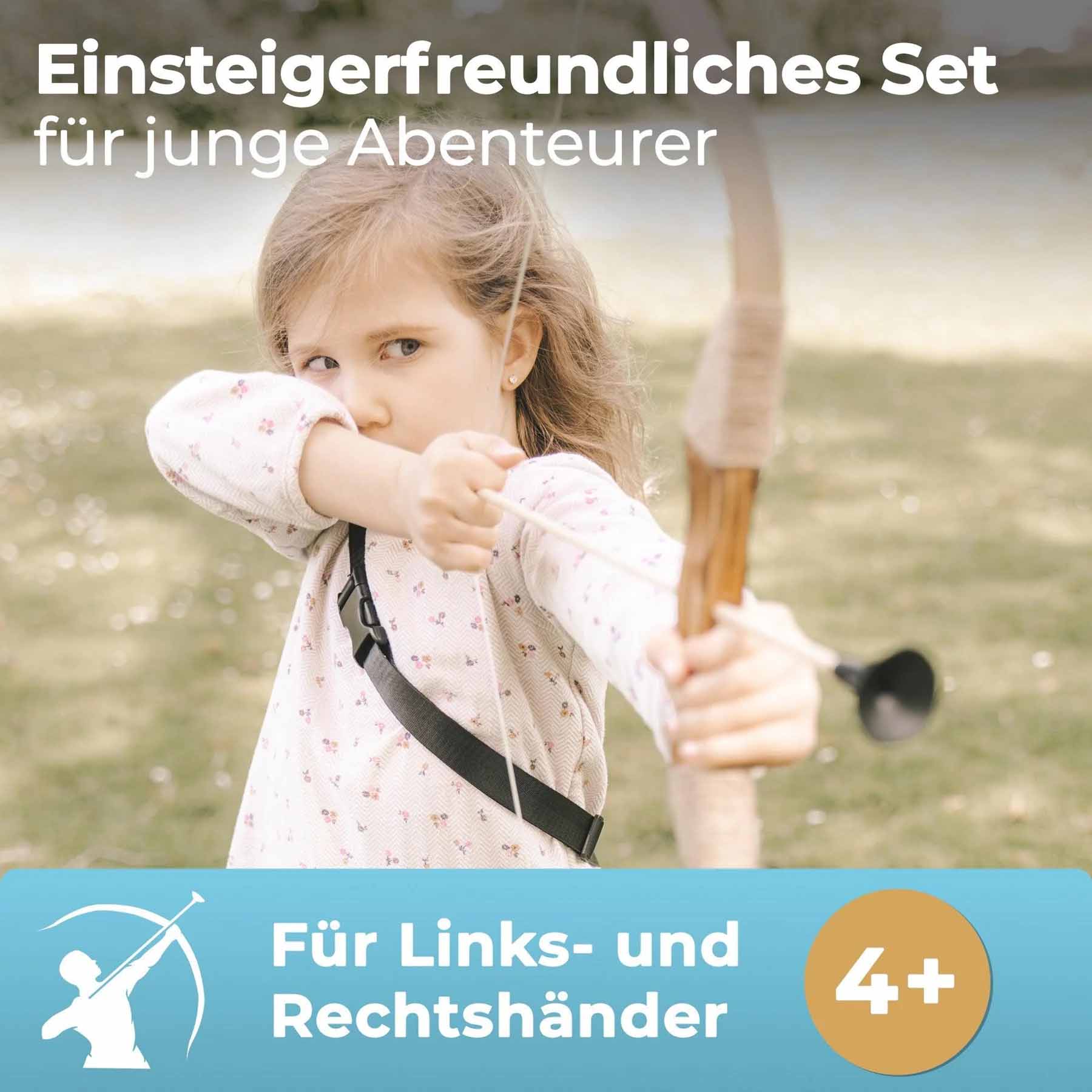Holzbogen Set mit 6 Saugnapf-Pfeilen, Zielscheibe, Köcher