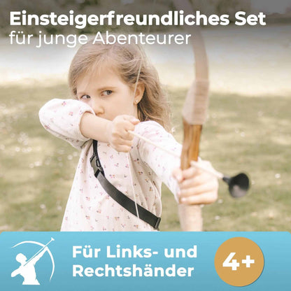 Holzbogen Set mit 6 Saugnapf-Pfeilen, Zielscheibe, Köcher