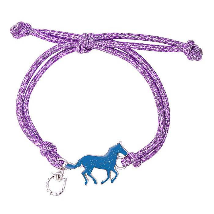 Lila Stimmungsarmband mit blauem Pferd
