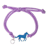 Lila Stimmungsarmband mit blauem Pferd