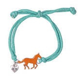 Türkises Stimmungsarmband mit orangem Pferd